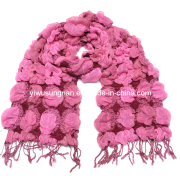 Lady&#39;s Fashion Pink Winter Warm Chunky Ruffle Bubble Schals